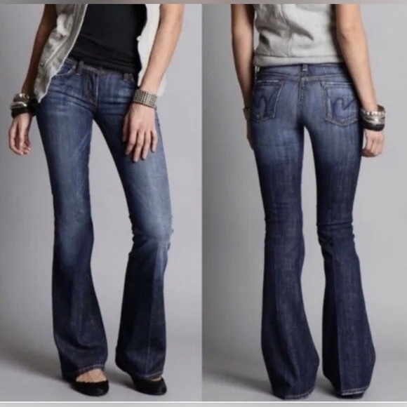 Citizens of Humanity Ingrid #002 Low Waist Flare Jeans Dark Denim Wash Y2K - Picture 1 of 16